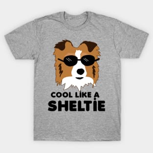 Shetland Sheepdog Sheltie Pattern Miniature Collie Dog Breed - Brown background T-Shirt